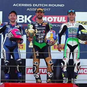<b>Podium Supersport : Lucas Mahias - Yamaha, Kenan Sofuoglu - Kawasaki et Jules Cluzel - Honda (photo WSBK)</b>